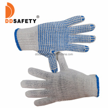 Bulk Custom Logo Design Polka Blue Cotton Knitted with Palm PVC Dotted Garden Work Hand Gloves Price